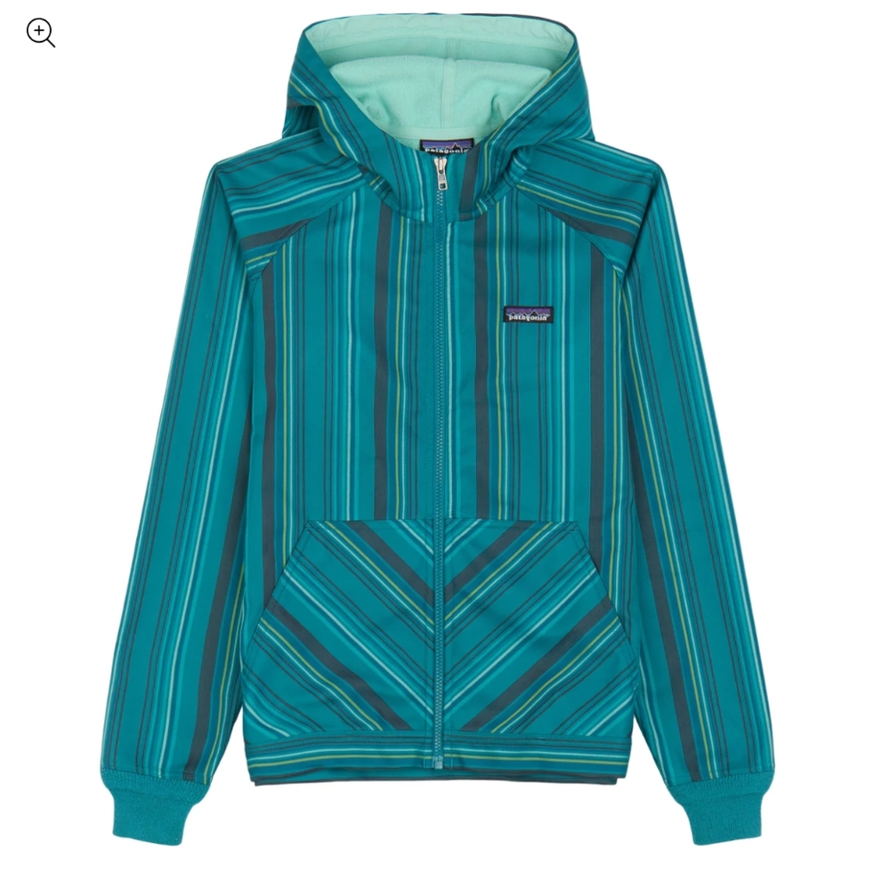 Patagonia Teal and Black Striped Hoodie
